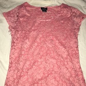 Juniors Pink Lace Top